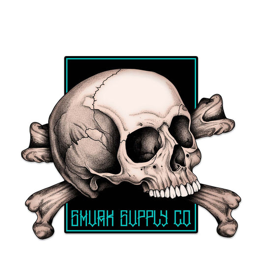 Skull Sticker No Mercy SMVRK Supply Co UV DTF decal 12cm x 12cm made in Australia