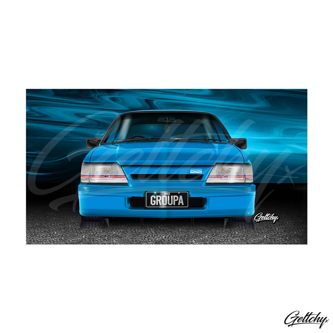 Geltchy | BLUE MEANIE Beer Stubby Cooler GROUP A SS HDT VK Commodore Aussie Muscle Street Machine Illustrated Car Gift Artwork