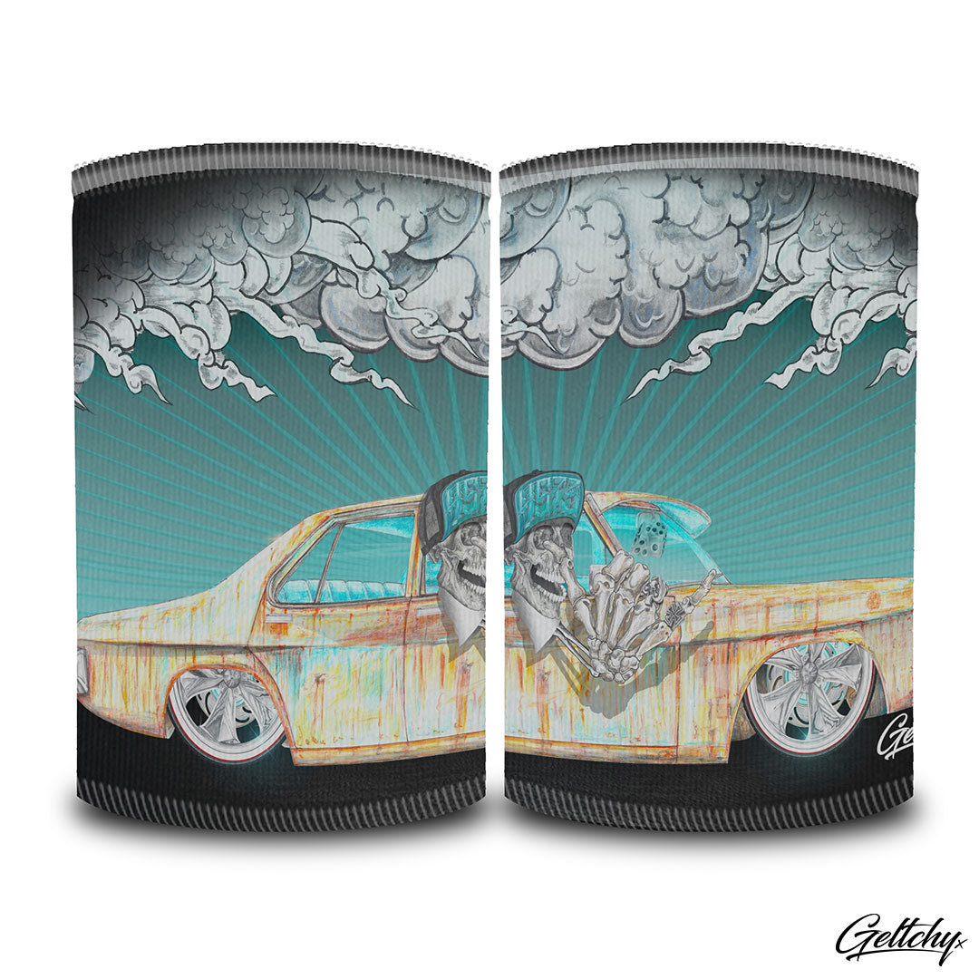Geltchy | COOLTOWN HQ HOLDEN Beer Stubby Cooler Rusty Patina Aussie Rat Rod Skeleton Shaka Unique Lowbrow Illustrated Gift