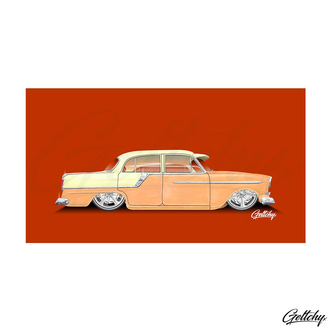 Geltchy | FC HOLDEN Beer Stubby Cooler Terracotta Colour Old School GMH Aussie Street Machine 2 Tone Illustrated Car Gift Artwork