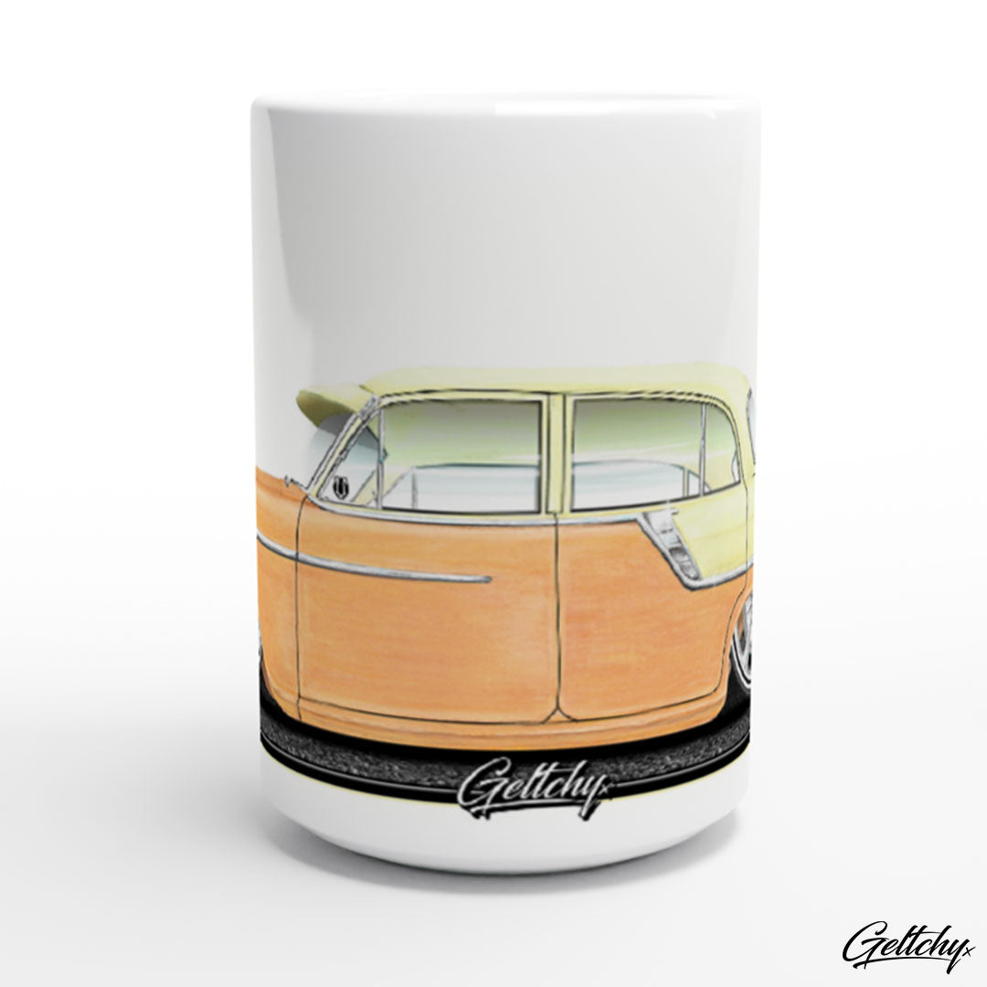 Geltchy | FC Holden Retro Peaches and Cream Street Machine Australian Lowbrow Illustrated Car 15oz Premium Coffee Mug Mens Gift-2