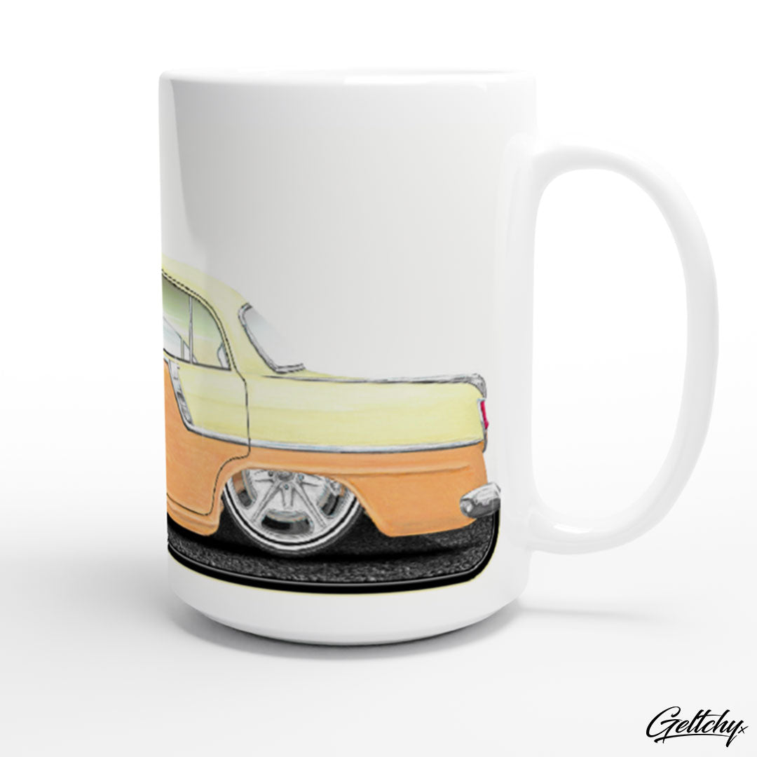 Geltchy | FC Holden Retro Peaches and Cream Street Machine Australian Lowbrow Illustrated Car 15oz Premium Coffee Mug Mens Gift-3