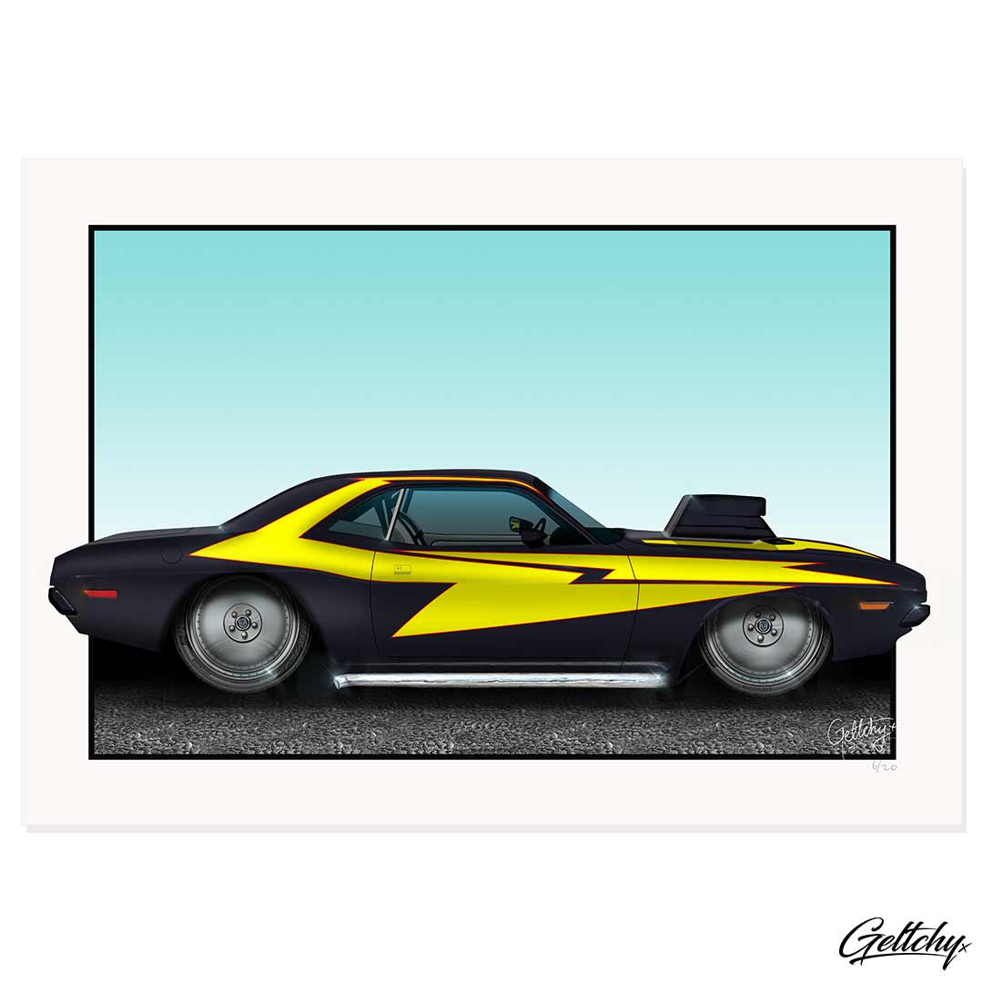Geltchy | FOX 1 Running On Empty Film Car Movie 1970 Dodge Challenger R/T Street Machine Fine Art Prints Auto Artwork For Sale