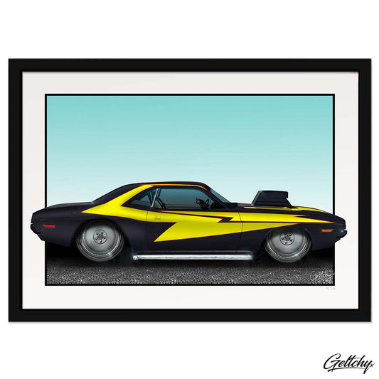 Geltchy | FOX 1 Running On Empty Film Car Movie 1970 Dodge Challenger R/T Street Machine Fine Art Prints Framed Artwork For Sale