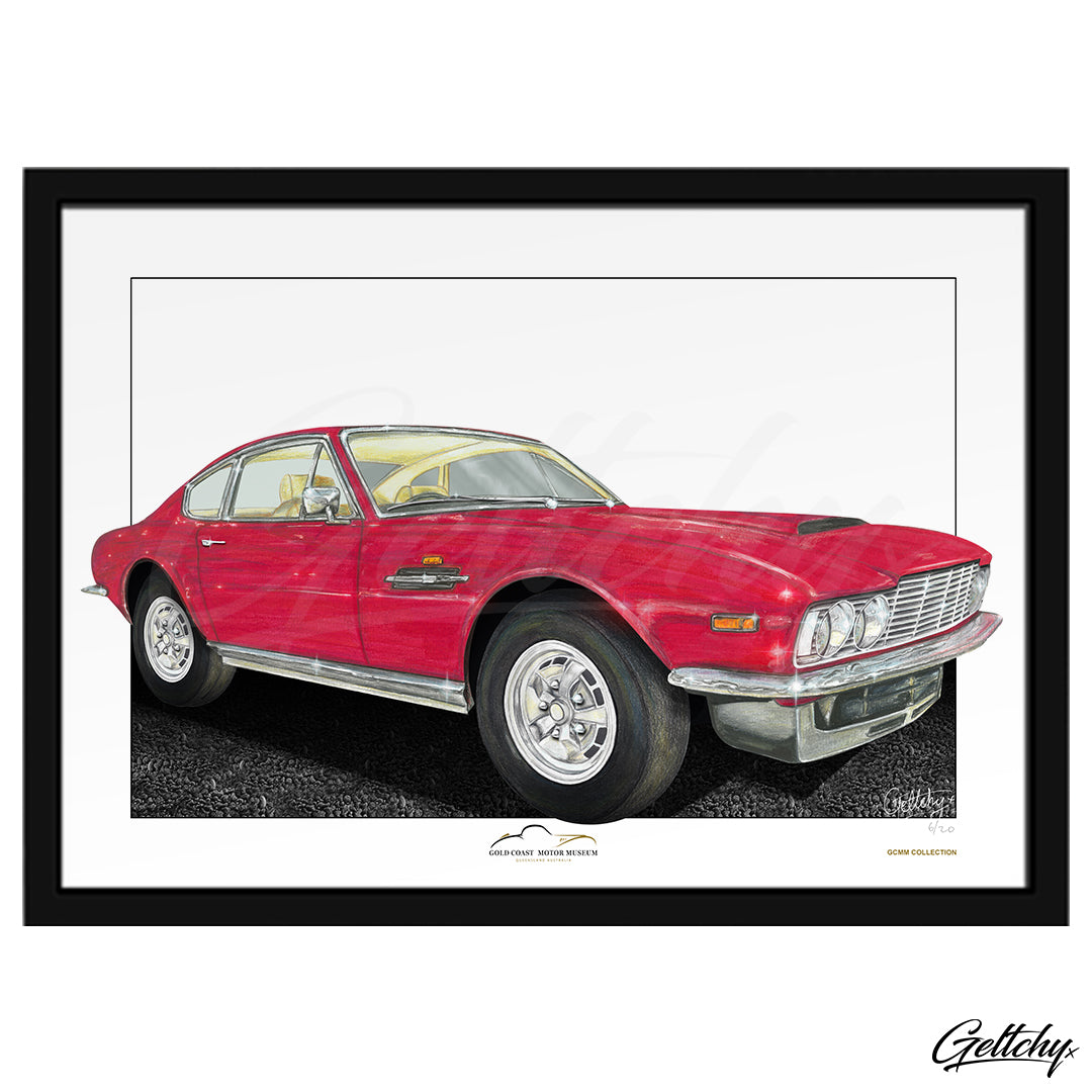Geltchy | Gold Coast Motor Museum 1969 Red Aston Martin DBS Limited Edition Framed Artwork