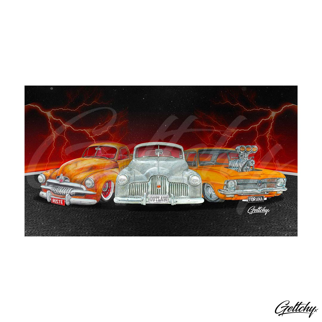 Geltchy | HOLDEN CHOICES Stubby Cooler Classic Old School GMH Street Machine FX FJ LC Torana Illustrated Gift Artwork
