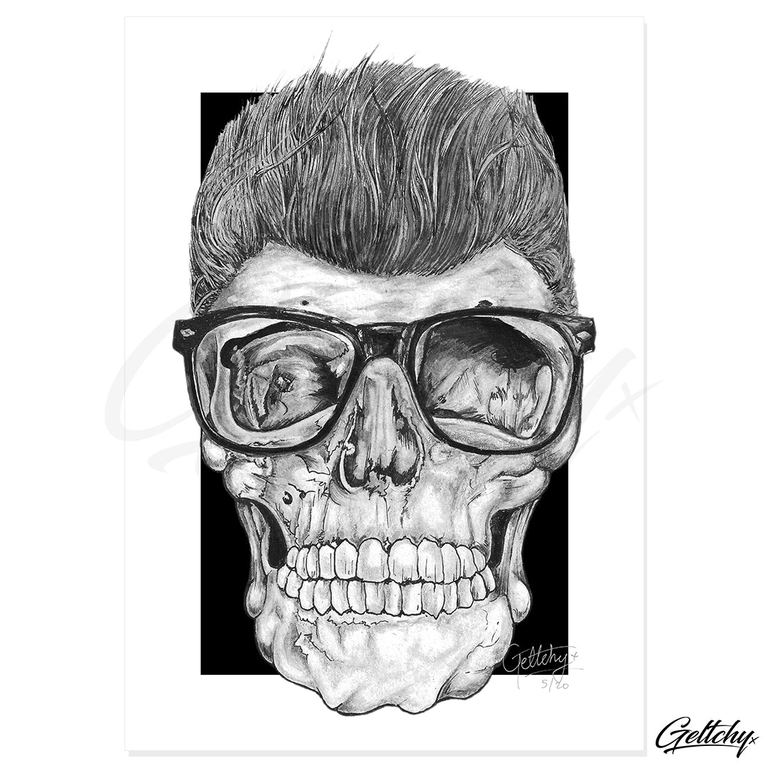 Geltchy | GREASER Kustom Kulture Rockabilly Tattoo Flash Fine Art Man Cave Illustrated Artwork Skull Print