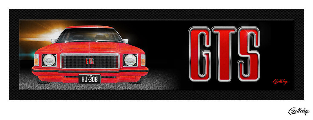 Geltchy | HJ HOLDEN GTS Bar Runner Mat Red GMH Aussie Muscle Car Street Machine Illustrated Man Cave Barware Gift