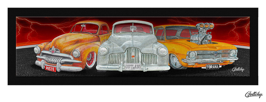 Geltchy | HOLDEN CHOICES Bar Runner Mat Classic Old School GMH Street Machine Man Cave Illustrated Car Barware Gift