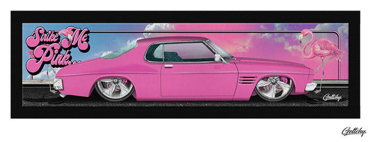 Geltchy | HQ HOLDEN Monaro Bar Runner Mat GMH Strike Me Pink Aussie Slammed V8 GTS Street Machine Illustrated Car Man Cave Barware Gift