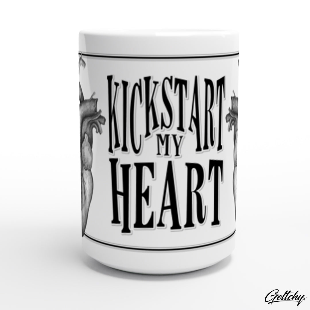 Geltchy KICKSTART MY HEART Tattoo Flash Anatomical Heart 15oz Premium Illustrated Coffee Mug Gift 2