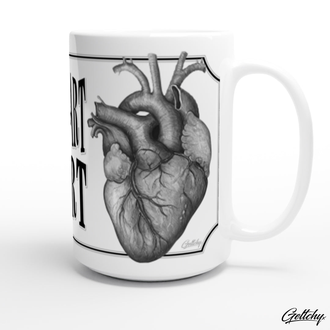 Geltchy KICKSTART MY HEART Tattoo Flash Anatomical Heart 15oz Premium Illustrated Coffee Mug Gift 3