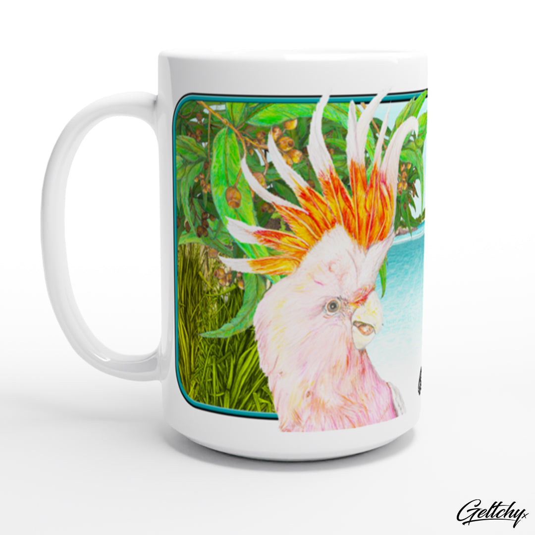 Geltchy | MAJOR Mitchell Australian Leadbeater Cockatoo 15oz Premium Large Illustrated Native Bird Wildlife Coffee Mug Home Decor Gift