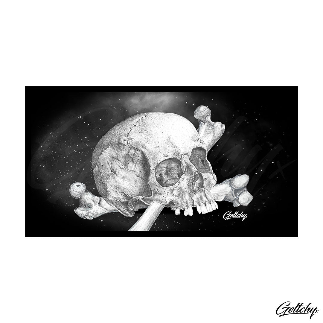 Geltchy | NUMBSKULL Beer Stubby Cooler Black Skull x Bones Unique Lowbrow Illustrated Gift Artwork