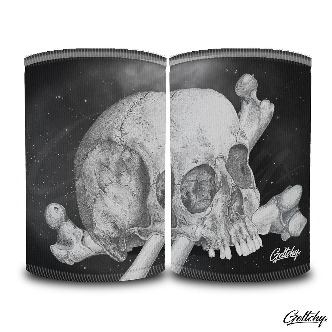 Geltchy | NUMBSKULL Beer Stubby Cooler Black Skull x Bones Unique Lowbrow Illustrated Gift