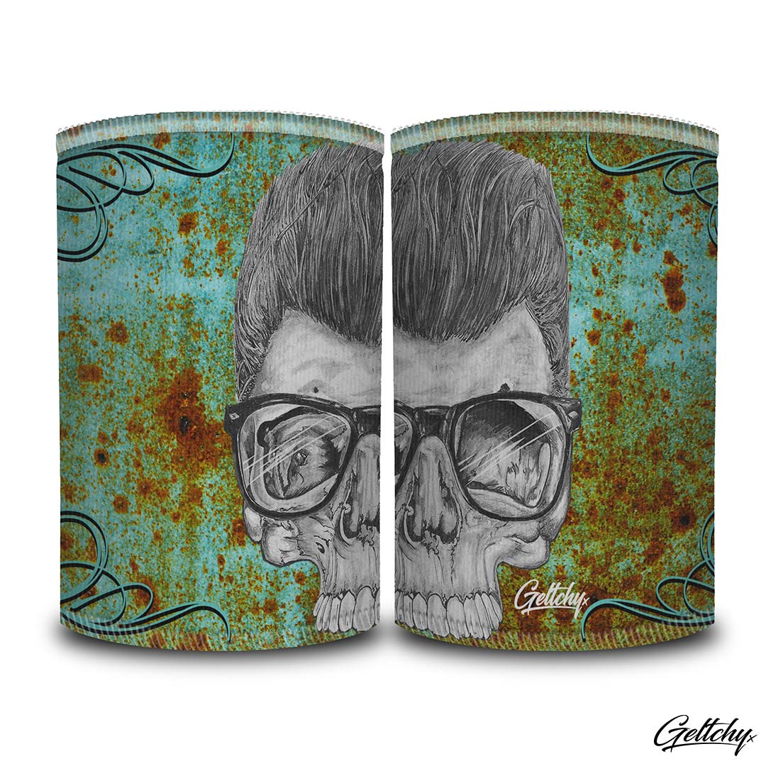 Geltchy | OLD SCHOOL RUST Stubby Cooler Rusty Skull Unique Lowbrow Illustrated Aussie Rat Rod Giftware