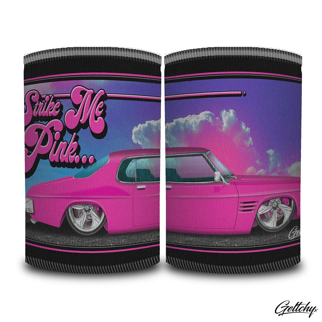 Geltchy | STRIKE ME PINK HQ GTS Beer Stubby Cooler GMH Monaro Aussie Slammed V8 Street Machine Illustrated Car Gift