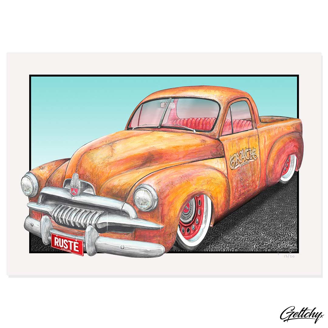 Geltchy | RUSTE FJ Holden Patina Ute GMH Street Machine Rat Rod Garage Man Cave Decor Professional Fine Art Prints