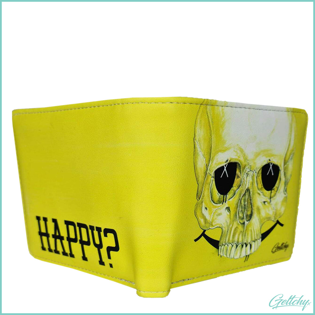 Geltchy |HAPPY? Yellow Smiley Skull Wallet
